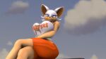  16:9 3d_(artwork) big_breasts bottomwear breasts chiropteran clothing digital_media_(artwork) english_text female hooters looking_at_viewer mammal rouge_the_bat sega shirt shorts skippyarts solo sonic_the_hedgehog_(series) tank_top text text_on_clothing text_on_shirt text_on_tank_top text_on_topwear topwear warfaremachine widescreen 