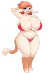  2:3 absurd_res anthro big_breasts bikini breasts capri&#039;s_mom_(doxxyl) clothed clothing female hi_res holding_breast huge_breasts inake mammal simple_background solo swimwear 