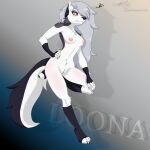  1:1 angry anthro bite breasts canid canid_demon cheek_tuft claws clitoris countershading curvy_figure demon digital_drawing_(artwork) digital_media_(artwork) ear_bite english_text facial_tuft female fluffy_cheeks fur genitals gloves_(marking) gradient_background grey_body grey_fur grey_hair grey_markings hair hellhound helluva_boss hi_res hourglass_figure long_hair long_tail looking_at_viewer loona_(vivzmind) mammal markings navel nipples nude on_one_leg paws pussy raised_leg raised_paw red_sclera shaded simple_background solo standing text tuft white_body white_eyes white_fur zer0rebel4 