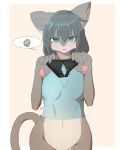  &lt;3 &lt;3_eyes 2021 anthro barely_visible_clitoris barely_visible_genitalia breasts clitoris clothing domestic_cat felid feline felis female genitals green_eyes hair hi_res holding_clothing holding_object holding_underwear kemono looking_at_viewer mammal navel pawpads raaggu signature simple_background solo speech_bubble torn_underwear underwear 