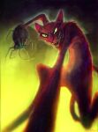  anthro arachnid arthropod cartoon_network cinemamind courage_the_cowardly_dog domestic_cat fangs felid feline felis fur green_sclera hi_res katz&#039;_spiders katz_(courage_the_cowardly_dog) male mammal open_mouth red_body red_eyes red_fur smile spider 