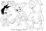  anthro balls black_and_white bob_vorsh_(jack) butt canid canine canis clothing comic darkajugin drip_(jack) english_text erection genitals group hi_res humanoid_genitalia humanoid_penis hybrid jack_(david_hopkins) jack_(webcomic) lagomorph leporid lizard male mammal monochrome murid murine penis poking_out rabbit rat reptile rodent scalie simple_background text underwear wolf 