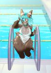  absurd_res anthro breasts cleavage clothed clothing digital_media_(artwork) female fish hi_res imabunbun marine nami-li_sato nipples one-piece_swimsuit shaded shark smile solo swimming_pool swimwear translucent translucent_clothing water wide_hips 