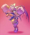  anthro big_breasts bigdad bottomwear breasts cheerleader chiropteran clothing female hair hair_over_eye hi_res looking_at_viewer mammal nipples one_eye_obstructed pom_poms rouge_the_bat sega skirt solo sonic_the_hedgehog_(series) wings 