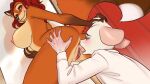 16:9 absurd_res anthro anthro_on_anthro anthro_only bella_(disambiguation) big_breasts big_female breasts butt butt_grab canid canine chaki_chaki close-up clothing cunnilingus cunnilingus_pov duo elliot female fox from_behind_position fur furlough_games genitals ginger hair hand_on_butt hi_res low-angle_view male male/female mammal mouse murid murine oral orange_hair pulling_hair pussy pussy_focus rear_view rodent sex size_difference smaller_male touching_hair vaginal widescreen 