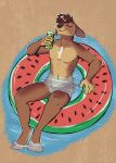  alcohol beer beverage canid canine canis domestic_dog drinking hi_res inflatable inner_tube male mammal odin_(disambiguation) relaxing rika soji solo summer 