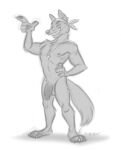  anthro canid canine canis genitals hi_res humanoid_genitalia humanoid_penis jewelry male mammal monochrome nicnak044 nipples nude penis sketch solo wolf 