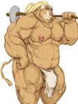  2021 anthro asian_clothing balls belly big_belly bodily_fluids bovid bovine brown_body bulge cattle clothing east_asian_clothing fundoshi genitals hat headgear headwear hi_res japanese_clothing kemono kotobuki male mammal moobs musclegut navel nipples overweight overweight_male simple_background solo straw_hat sweat underwear white_background white_clothing white_fundoshi white_underwear 
