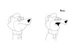  anthro canid canine clothing dialogue drememoto english_text female hanna-barbera hat headgear headwear jellystone_(hbo_max) loopy_(loopy_de_loop) loopy_de_loop mammal monochrome scarf simple_background solo text white_background 