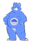  2021 anthro belly blue_body blush care_bears grumpy_bear male mammal overweight overweight_male shyybuchi simple_background solo ursid white_background 