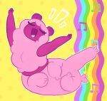  2021 alpaca alpaca_taur camelid camelid_taur centaurworld colorful digital_drawing_(artwork) digital_media_(artwork) eyes_closed female fur happy hi_res humanoid humanoid_taur mammal mammal_taur open_mouth open_smile pink_body pink_fur pink_skin pink_wool scut_tail smile solo stretching taur umbrellamachine wammawink wool_(fur) 