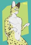  absurd_res anthro felid feline hi_res kuttzawarie looking_at_viewer male mammal serval smug solo thick_thighs 