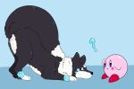  ambiguous_gender black_body black_fur black_nose blue_background blue_body blue_eyes blue_fur canid canine canis domestic_dog feral fluffy fluffy_tail fox fur hybrid kirby kirby_(series) mammal neck_tuft nintendo parooty simple_background skib tuft video_games white_body white_fur 