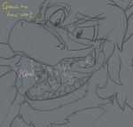  bodily_fluids cat_dragon dragon fangs female female_prey hybrid inside_mouth kentah male male_pred mouth_shot nude open_mouth partial_vore saliva saliva_on_tongue size_difference smile soft_vore teeth therasis uncomfortable vore 