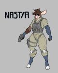  4:5 anthro armor avioylin clothing concept_art domestic_pig female gear gun handgun hi_res kknssd looking_at_viewer mammal pistol police_uniform ranged_weapon simple_background solo standing suid suina sus_(pig) text thick_thighs uniform weapon 