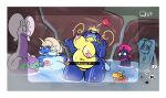  2021 anthro apple bathing belly bouncing_breasts breasts cathy_(junktrashman) eyes_closed female female_focus fish food fruit gameplay_mechanics genitals goodra group hand_on_breast hands_behind_head hi_res hot_spring hud inverted_nipples joltik junktrashman legendary_pok&eacute;mon male marine narir_(latiar) nintendo nipples nude overweight overweight_anthro overweight_female partially_submerged phione plant pok&eacute;mon pok&eacute;mon_(species) pok&eacute;mon_snap pok&eacute;morph pussy samurott shocked solo_focus standing text thick_thighs video_games water weavile whiscash 