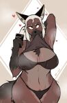  &lt;3 anthro bf_109_(hideki_kaneda) big_breasts biped bite biting_clothing biting_topwear black_nose blush bodily_fluids breasts canid canine canis chest_tuft cleavage clothed clothing clothing_lift curvy_figure dobermann domestic_dog female fur gloves_(marking) hair hi_res huge_breasts inner_ear_fluff josun kemono mammal markings multicolored_body pinscher portrait raised_arm raised_clothing raised_topwear selfie shirt shirt_lift simple_background snout solo sweat thick_thighs three-quarter_portrait topwear topwear_in_mouth topwear_lift tuft underwear voluptuous white_hair wide_hips 