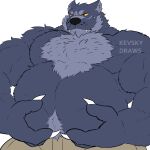  1:1 2021 anthro artist_name belly big_belly big_muscles bodily_fluids body_hair bottomwear canid canine canis chest_hair claws clothed clothing hand_on_stomach happy_trail hi_res kevsky_draws love_handles male mammal mature_anthro mature_male musclegut muscular muscular_anthro muscular_male overweight overweight_anthro overweight_male pants pubes sharp_claws simple_background solo sweat sweatdrop topless topless_male were werecanid werecanine werewolf white_background wolf 