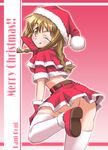  christmas hat matatabi_(2ccp) momose_kurumi no_panties pani_poni_dash! santa_costume santa_hat solo thighhighs thighs 