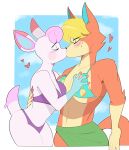  &lt;3 absurd_res animal_crossing anthro anthro_on_anthro audie_(animal_crossing) big_breasts bikini breast_grab breasts canid canine canis cervid cleavage clothed clothing diana_(animal_crossing) female female/female hand_on_breast hi_res idolomantises interspecies kissing mammal nintendo swimwear video_games wolf 