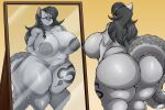 absurd_res anthro areola big_breasts big_butt breasts butt curvy_figure felid female hi_res huge_breasts huge_butt mammal mirror nipples nude pantherine reflection snow_leopard solo superix tattoo thick_thighs unknown_character voluptuous wide_hips 