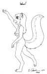  2000 anthro bernard_doove breasts english_text female fluffy fluffy_tail fur greyscale hair mammal monochrome nipples nude rodent sciurid sketch solo text tree_squirrel 