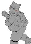  2021 anthro belly blush bottomwear canid canine canis cellphone clothing domestic_dog eyewear gattatta glasses headphones hi_res humanoid_hands kemono male mammal overweight overweight_male phone shirt shorts simple_background sketch smartphone solo topwear white_background 