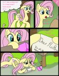  absurd_res comic dialogue envelope equid equine feathers female feral fluttershy_(mlp) friendship_is_magic hair hi_res letter mammal my_little_pony pegasus pink_hair pony-thunder solo wings yellow_body yellow_feathers 