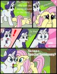  ! &lt;3 &lt;3_eyes absurd_res comic dialogue duo equid equine feathers female feral fluttershy_(mlp) friendship_is_magic hair hi_res horn mammal my_little_pony pegasus pink_hair pony-thunder rarity_(mlp) unicorn wings yellow_body yellow_feathers 