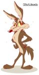  2021 anthro brown_body brown_fur canid canine canis coyote fur looney_tunes male mammal shimomaro simple_background solo textured_background warner_brothers wile_e._coyote 
