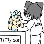  1:1 anthro bodily_fluids breast_milking chibi dessert duo female food ice_cream lactating lagomorph leporid male male/female mammal nipples nude rabbit sofu_(pyritie) takehkun 