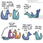  1:1 blue_body blue_fox_(foxes_in_love) blue_fur blue_tail canid canine comic couple_(disambiguation) dialogue duo english_text feral fox foxes_in_love fur green_body green_fox_(foxes_in_love) green_fur green_tail group hi_res male_(lore) mammal shadow simple_background text url 
