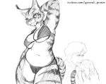  absurd_res anthro bethesda_softworks bikini clothed clothing curvaceous curvy_figure drive eyelashes eyeliner felid female fur general_proton gloves handwear hi_res hour_glass human invalid_tag jacket khajiit looking_at_viewer makeup male mammal monochrome navel pose ryan_gosling simple_background slightly_chubby striped_body striped_fur stripes swimwear text the_elder_scrolls thick_thighs tiger_stripes todd_howard toothpick topwear two_piece_swimsuit underwear url video_games voluptuous watermark 