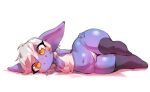  belly big_ears big_eyes borvar breasts clothed clothing female hair hi_res huge_hips huge_thighs humanoid humanoid_pointy_ears hyper hyper_hips hyper_thighs league_of_legends legwear lying navel not_furry on_side orange_eyes riot_games short_stack skimpy small_breasts smile solo thick_thighs thigh_highs thong tristana_(lol) underwear video_games white_hair wide_hips yordle 