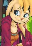  2021 activision anthro bianca_(spyro) blue_eyes clothing digital_media_(artwork) female fur hi_res lagomorph leporid mammal mysticalpha plant rabbit smile solo spyro_the_dragon tree video_games watermark 