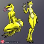  1:1 2021 4_fingers 4_toes amphibian anthro beauty_mark breasts butt countershade_butt countershade_neck countershade_torso countershading crouching curvy_figure digital_drawing_(artwork) digital_media_(artwork) digitigrade earhole eyebrow_piercing eyelashes eyeshadow facial_piercing feet female fingers frog front_view full-length_portrait furgonomics furry-specific_piercing genitals gradient_background hi_res jewelry lilith_(malthaeos) long_tongue looking_aside makeup model_sheet multiple_poses navel nipples non-mammal_breasts non-mammal_navel nude piercing poison_dart_frog portrait pose predaguy pussy short_tail simple_background slim small_breasts small_waist smile solo standing thick_thighs three-quarter_view toes tongue tongue_out tongue_piercing wide_hips yellow_body yellow_countershading yellow_skin 