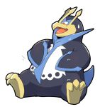  2019 3_toes ambiguous_gender beak empoleon feet hi_res nintendo open_mouth pok&eacute;mon pok&eacute;mon_(species) simple_background sitting soles solo tatu_wani_(artist) toes tongue video_games white_background 