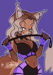  ailurid anthro breasts cleavage clothed clothing female fingerless_gloves fur gloves hair handwear heterochromia hi_res mammal mellyarts navel red_panda rupey solo whip 