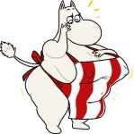  2021 anthro apron apron_only belly big_breasts big_butt breasts butt clothed clothing digital_media_(artwork) expansion female fur huge_breasts looking_down mammal mature_female moomin moominmamma mostly_nude nipple_outline overweight partially_clothed shocked_expression simple_background skimpy small_feet solo standing the_moomins thick_thighs white_body white_fur whiteraff 