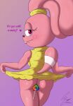  &lt;3 anal anal_penetration anthro big_butt blush butt candy cartoon_network chowder_(series) clothing dessert english_text female food food_fetish food_insertion food_play g4rron hi_res improvised_sex_toy lagomorph leporid looking_at_viewer mammal panini_(chowder) penetration pink_background pink_body pink_eyes presenting presenting_hindquarters rabbit simple_background smile solo text thick_thighs young 