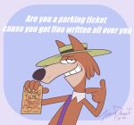  2021 anthro biped brown_body canid canine canis clothed clothing english_text hanna-barbera hat headgear headwear hi_res humanoid_hands it&#039;s_the_wolf jellystone_(hbo_max) male mammal mildew_wolf simple_background solo tarnydraws text wolf 