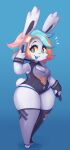  2021 anthro blue_background breasts eerieviolet female fur hi_res lagomorph leporid looking_aside mammal microphone open_mouth piczel pix_(piczel) rabbit short_stack simple_background smile solo white_body white_fur wide_hips 