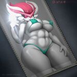  1:1 abs anthro anthrofied big_breasts bikini breasts cinderace clothed clothing curvy_figure female hi_res iamzavok mirror muscular muscular_anthro muscular_female nintendo nipple_outline pok&eacute;mon pok&eacute;mon_(species) pok&eacute;morph reflection selfie solo swimwear thick_thighs video_games voluptuous wide_hips 