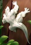  anthro claws climbing_wall hi_res lizard male muscular muscular_anthro muscular_male niku_18 nude plant pupils reptile scalie slit_pupils solo white_body 