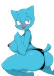  anthro anus big_breasts bikini blush breasts cartoon_network clothing domestic_cat felid feline felis female fufucatu kneeling looking_at_viewer looking_back mammal nicole_watterson nipple_slip open_mouth simple_background solo swimwear the_amazing_world_of_gumball white_background 