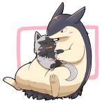  2020 3_toes ambiguous_gender blush duo eyes_closed feet feral fur grey_body grey_fur hi_res nintendo open_mouth paws pok&eacute;mon pok&eacute;mon_(species) poochyena red_eyes simple_background sleeping tatu_wani_(artist) toes typhlosion video_games 