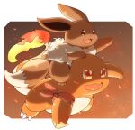  2020 3_toes ambiguous_gender brown_body brown_fur charmander claws duo eevee feet feral fire fur hi_res nintendo open_mouth open_smile orange_body pok&eacute;mon pok&eacute;mon_(species) red_eyes smile tatu_wani_(artist) toe_claws toes tuft video_games 