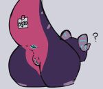  2021 ? anthro anus ava_(eerieviolet) butt eerieviolet female genitals horn kobold non-mammal_anus non-mammal_pussy post-it_note prank purple_body pussy raised_tail rear_view simple_background solo teal_anus white_background 