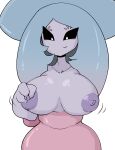  big_breasts black_sclera breasts clothed clothing exposed_breasts female fufucatu hatterene hi_res huge_breasts humanoid nintendo nipple_fetish nipple_pinch nipple_play nipples not_furry partially_clothed pinch pok&eacute;mon pok&eacute;mon_(species) simple_background smile solo video_games white_background 