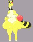  2021 ampharos anthro breasts colored_sketch curvy_figure female front_view full-length_portrait grey_background hand_on_breast nintendo nude onetiredbear overweight overweight_female pok&eacute;mon pok&eacute;mon_(species) portrait simple_background sitting solo thick_thighs video_games wide_hips yellow_body 
